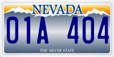 NV license plate 01A404