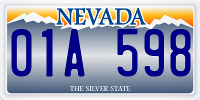 NV license plate 01A598