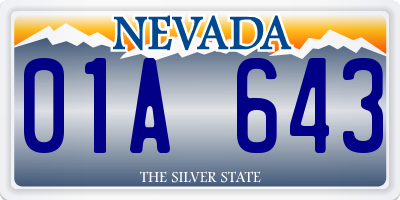 NV license plate 01A643