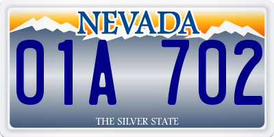 NV license plate 01A702