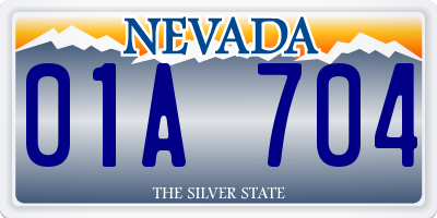 NV license plate 01A704
