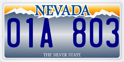 NV license plate 01A803