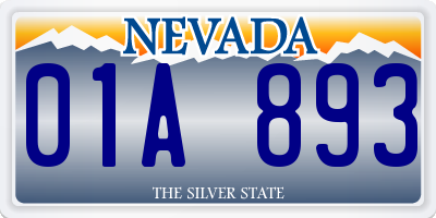 NV license plate 01A893