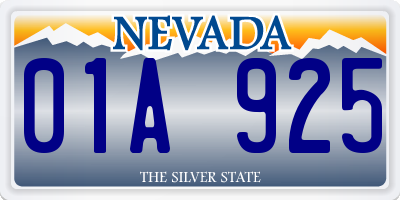 NV license plate 01A925