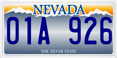 NV license plate 01A926