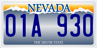 NV license plate 01A930