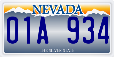 NV license plate 01A934