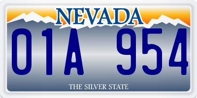 NV license plate 01A954