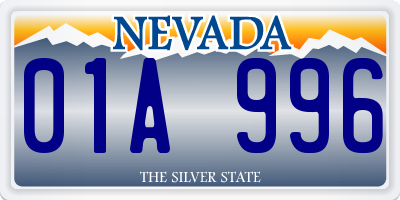 NV license plate 01A996