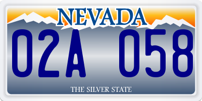 NV license plate 02A058
