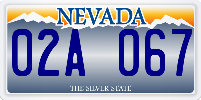 NV license plate 02A067