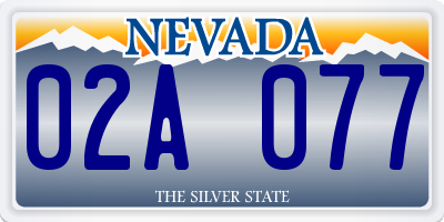 NV license plate 02A077