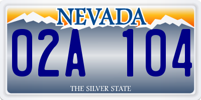 NV license plate 02A104
