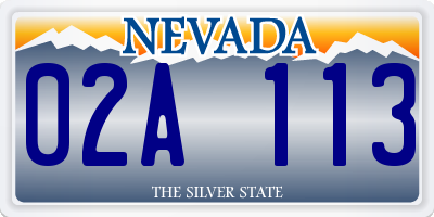 NV license plate 02A113