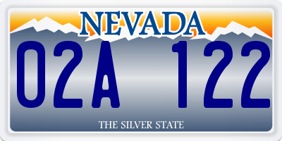 NV license plate 02A122