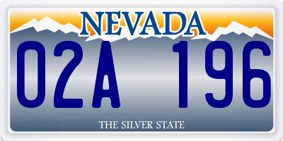 NV license plate 02A196