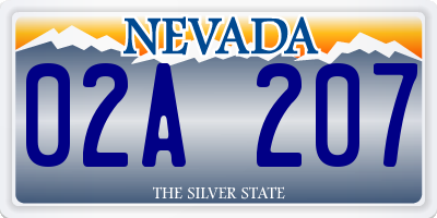 NV license plate 02A207