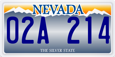 NV license plate 02A214