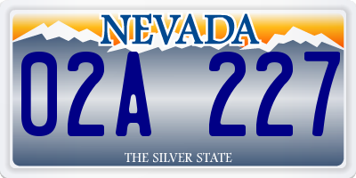NV license plate 02A227