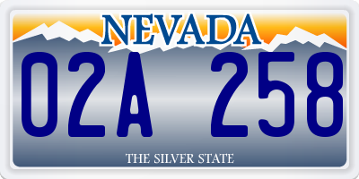 NV license plate 02A258
