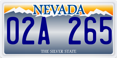 NV license plate 02A265