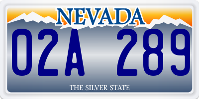 NV license plate 02A289