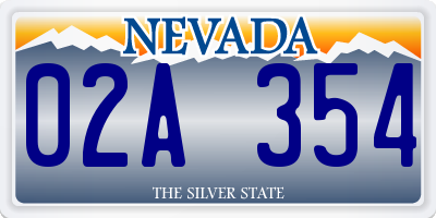 NV license plate 02A354