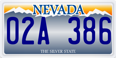 NV license plate 02A386