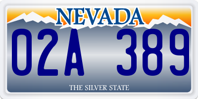 NV license plate 02A389