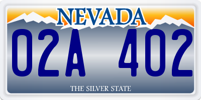 NV license plate 02A402