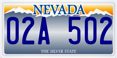 NV license plate 02A502