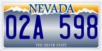 NV license plate 02A598