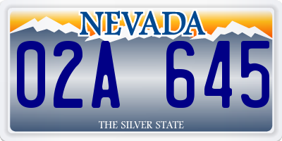 NV license plate 02A645