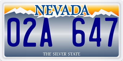 NV license plate 02A647