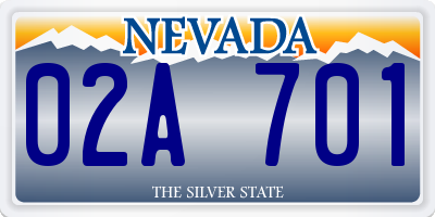 NV license plate 02A701