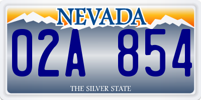 NV license plate 02A854