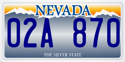 NV license plate 02A870