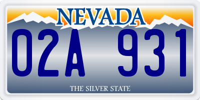 NV license plate 02A931
