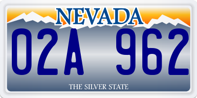 NV license plate 02A962