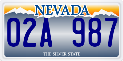 NV license plate 02A987
