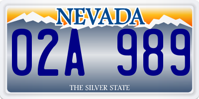 NV license plate 02A989