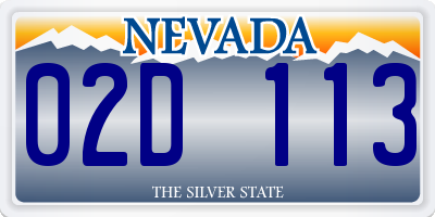NV license plate 02D113