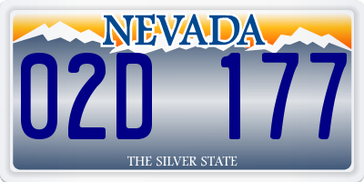 NV license plate 02D177