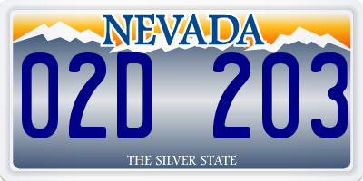 NV license plate 02D203