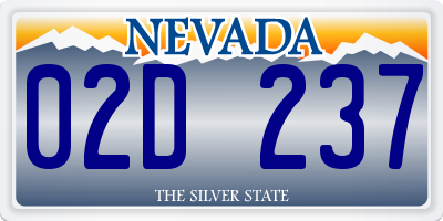 NV license plate 02D237