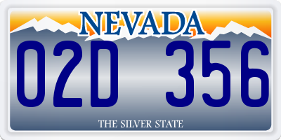 NV license plate 02D356