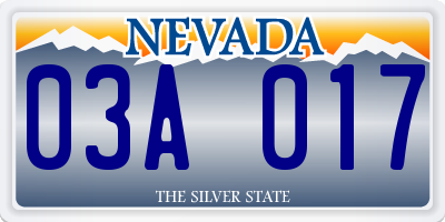 NV license plate 03A017