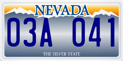 NV license plate 03A041