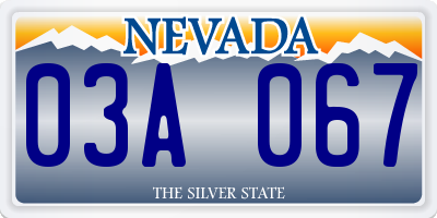 NV license plate 03A067