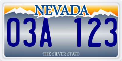 NV license plate 03A123